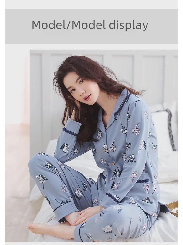 Pyjama à manches longues pour femme grande taille: 100 % coton pour le printemps, l'automne, l'été, l'hiver et les vêtements de maternité