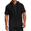 Camisa de Lino con Capucha de Manga Corta para Hombre Top Casual con Botones para camisetas camisas para hombre tallas grandes y altas camisas para hombre camisas de entrenamiento para hombre