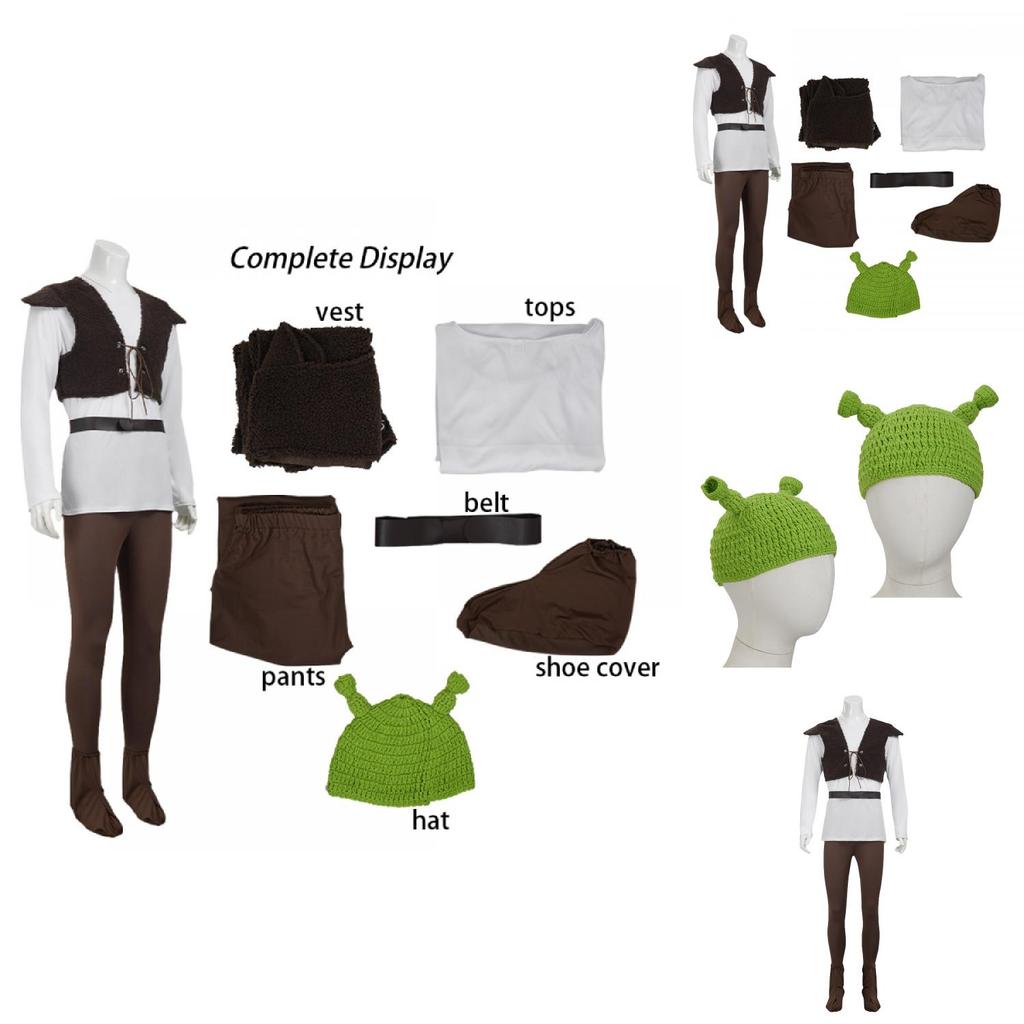 Shrek Themed Cosplay Suit With Retro Style Polyester For Halloween Role Play
