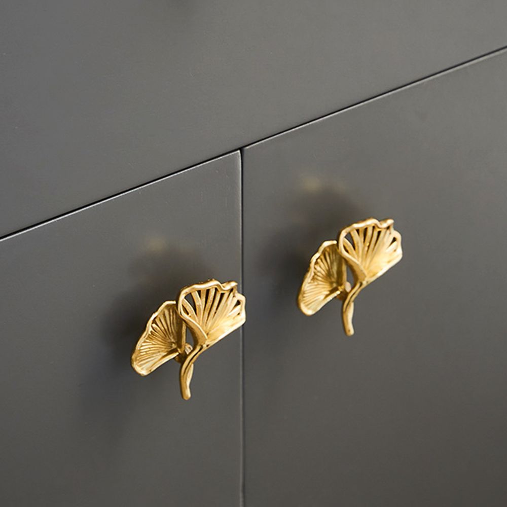 Personalized Olive Leaf Small Handle Brass Closet Door Handle Durable Ginkgo Leaf Door Pulls  Home