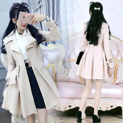 Women's Beige Fleece-Lined Trench Coat: British & Korean Style, Thickened, Long-Sleeved, Mid-Length, Autumn/Winter Warm & Stylish.