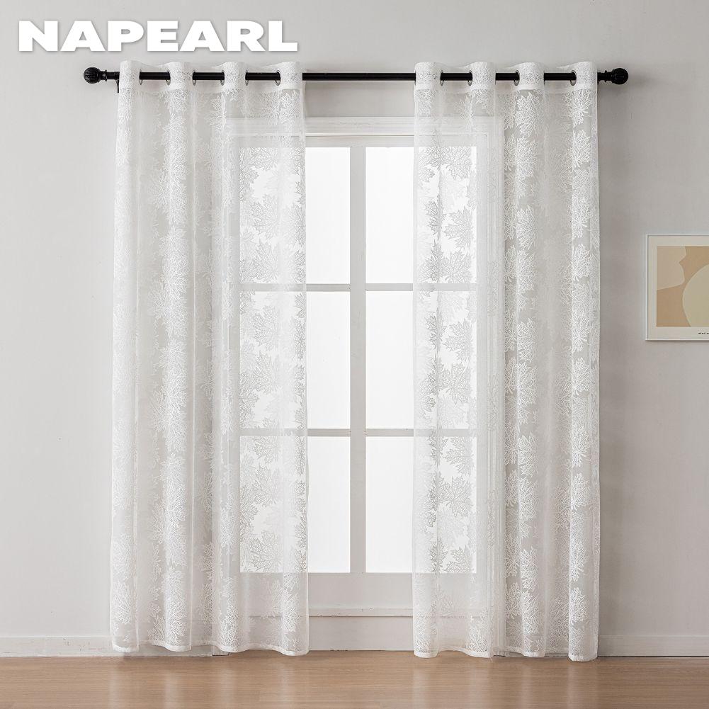 1 ΤΕΜ NAPEARL Απλή και Ευέλικτη Μονόχρωμη Διάφανη Κουρτίνα Ζακάρ Τύπου Κρίκου Τούλι για Σαλόνι Υπνοδωμάτιο Μπαλκόνι Παράθυρο Διακόσμηση Σπιτιού