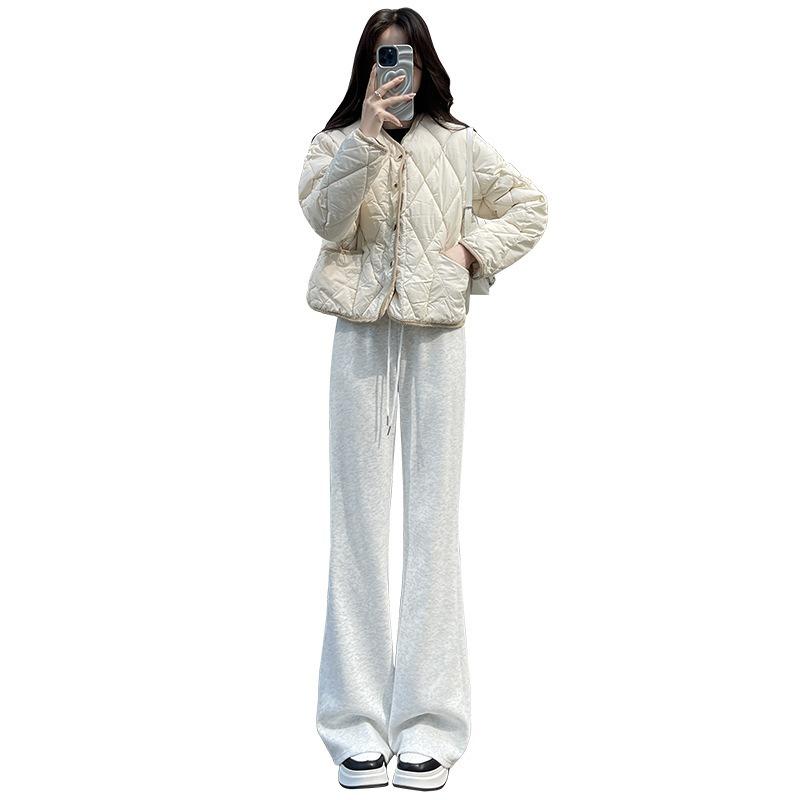 Micro-pull sweatpants women's new spring and autumn drape straight sweatpants small casual black flared pants