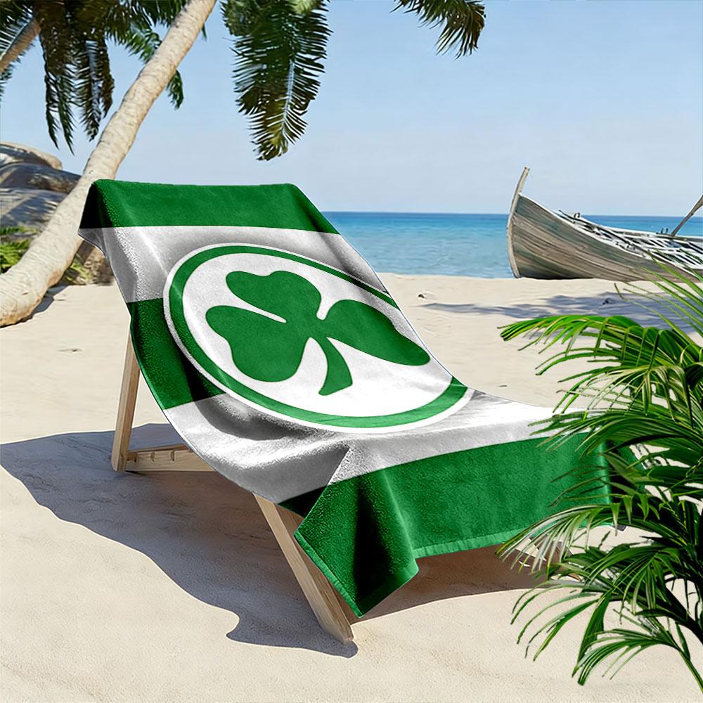 Emerald luck clover design Print beach towel, quick drying, suitable for travel, outdoor sports, jogging, the beach and swimming, gift
