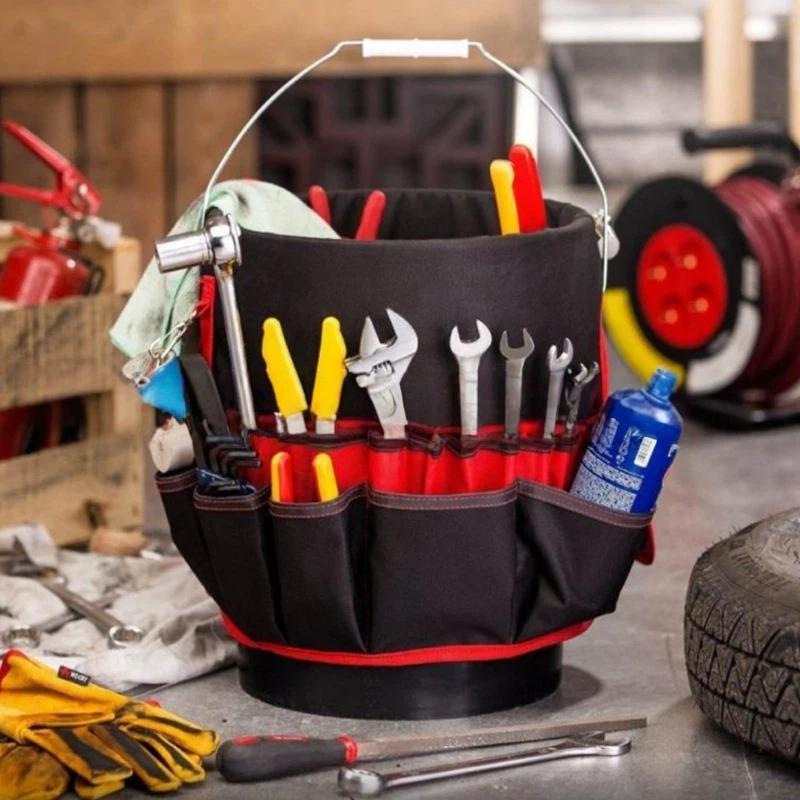 Garden Tool Storage Waist Bag Tear-resistant Oxford Cloth with Bucket Holder for Home Lawn Gardening