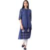 W Blue Floral Printed Cotton Regular Kurta for Women