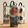 2-Pack Plastic Bag Holder, Wall Mounted Grocery Bag Holder with Multicolor Flower Canvas, Reble Garbage Dispenser for Kitchen,Storage