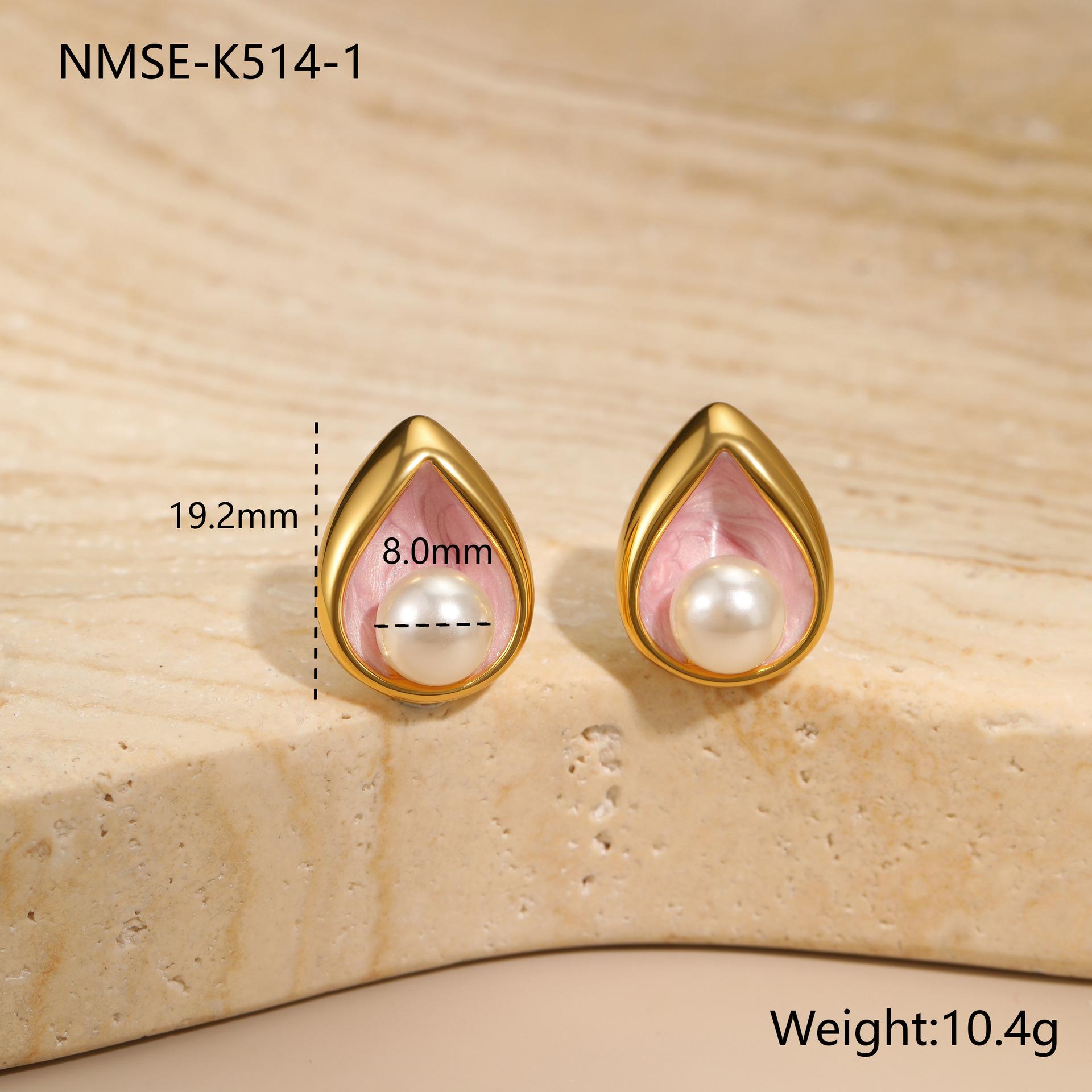 GEMCHIC Women s Teardrop Pearl Earrings Colorful Enamel 18K Gold Plated Stainless Steel Studs