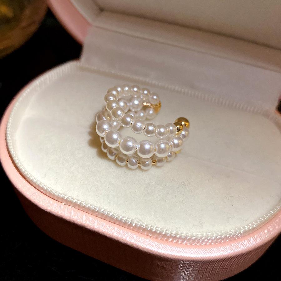 1pc Retro Pearl Beaded Three-layer Ear Cuff Exquisite Luxury No Piercing Ear Jewelry