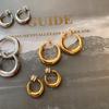 Gold-Electroplated C-Shaped Earrings for Women - Elegant Luxury, Simple and Large Circle Design