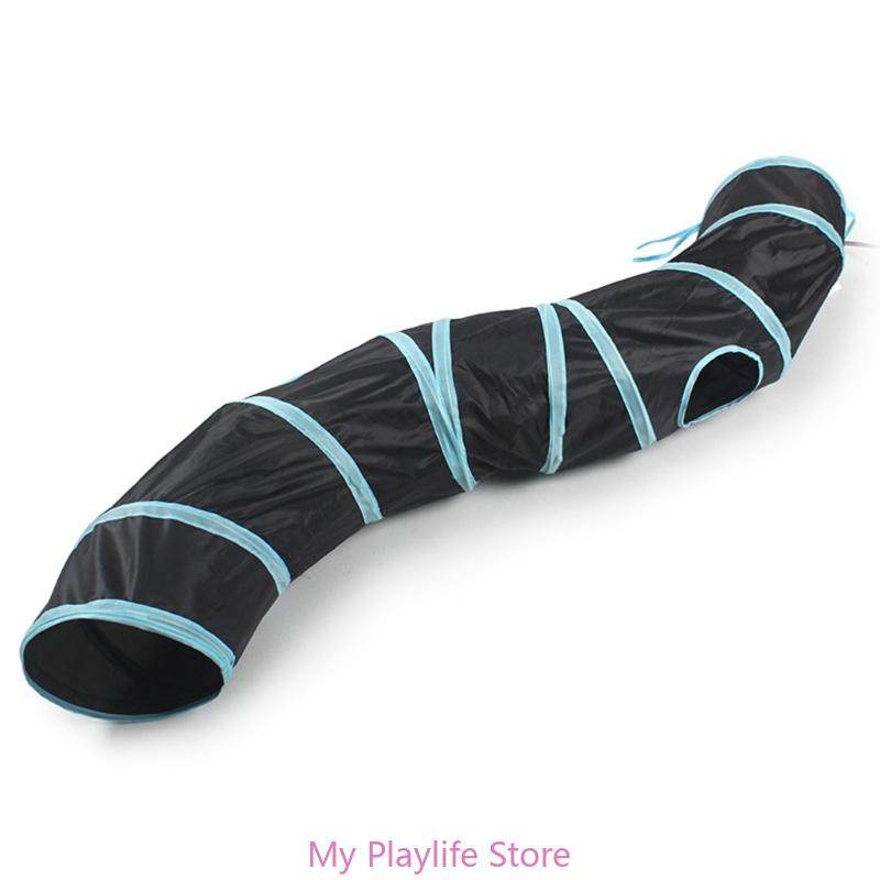 Collapsible Cat Tunnel Spring Tube 2 Holes S Shape Tunnels Toy Relieve Boredom for Indoor Kitten Rabbits Puppies