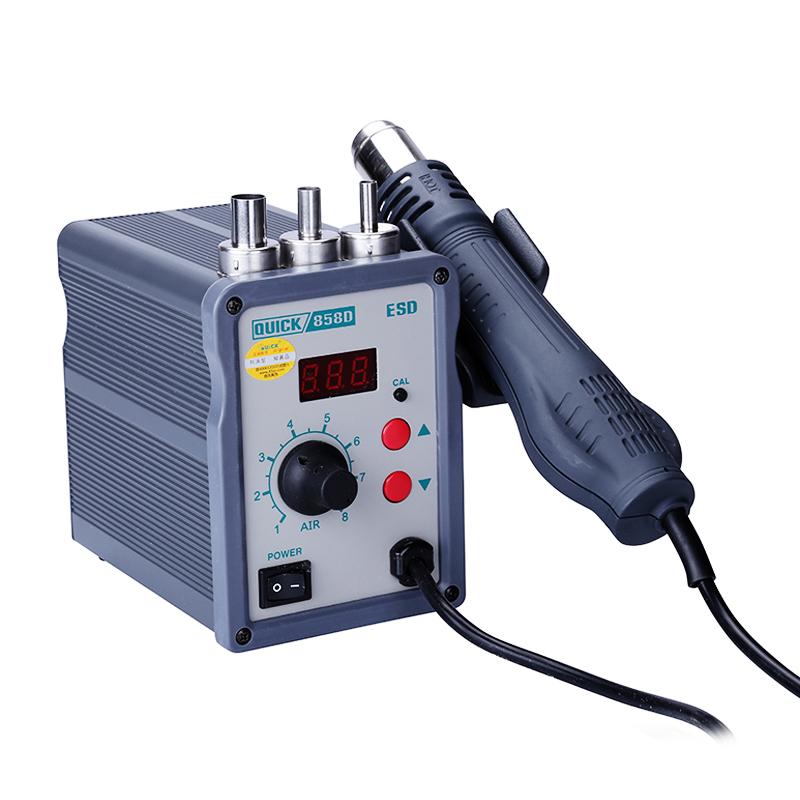 QUICK 858D 110V/220V LED Digital ESD Rework Station Lead Free Adjustable Hot Air Heat Gun 700W Air Soldering Station