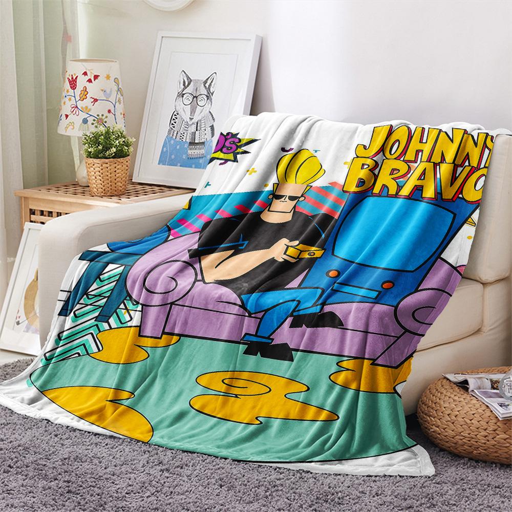 Johnny Bravo Flannel Blanket, High quality Comfortable for All Seasons, Home Decor, Warmth and Comfort