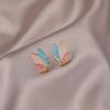 Color Butterfly Stud Earrings Women's Small and Simple Summer Versatile Cute Earrings Drop Glaze S925 Sterling Silver Needle Fresh Earrings