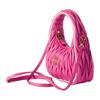 MIU MIU Wander Series Logo Falten-Design Nappaleder Schulter-Crossbody-Tote-Tasche Damenhandtaschen Kirschrot Weiß 5BC125_2IBS_F0F6W_V_OOF