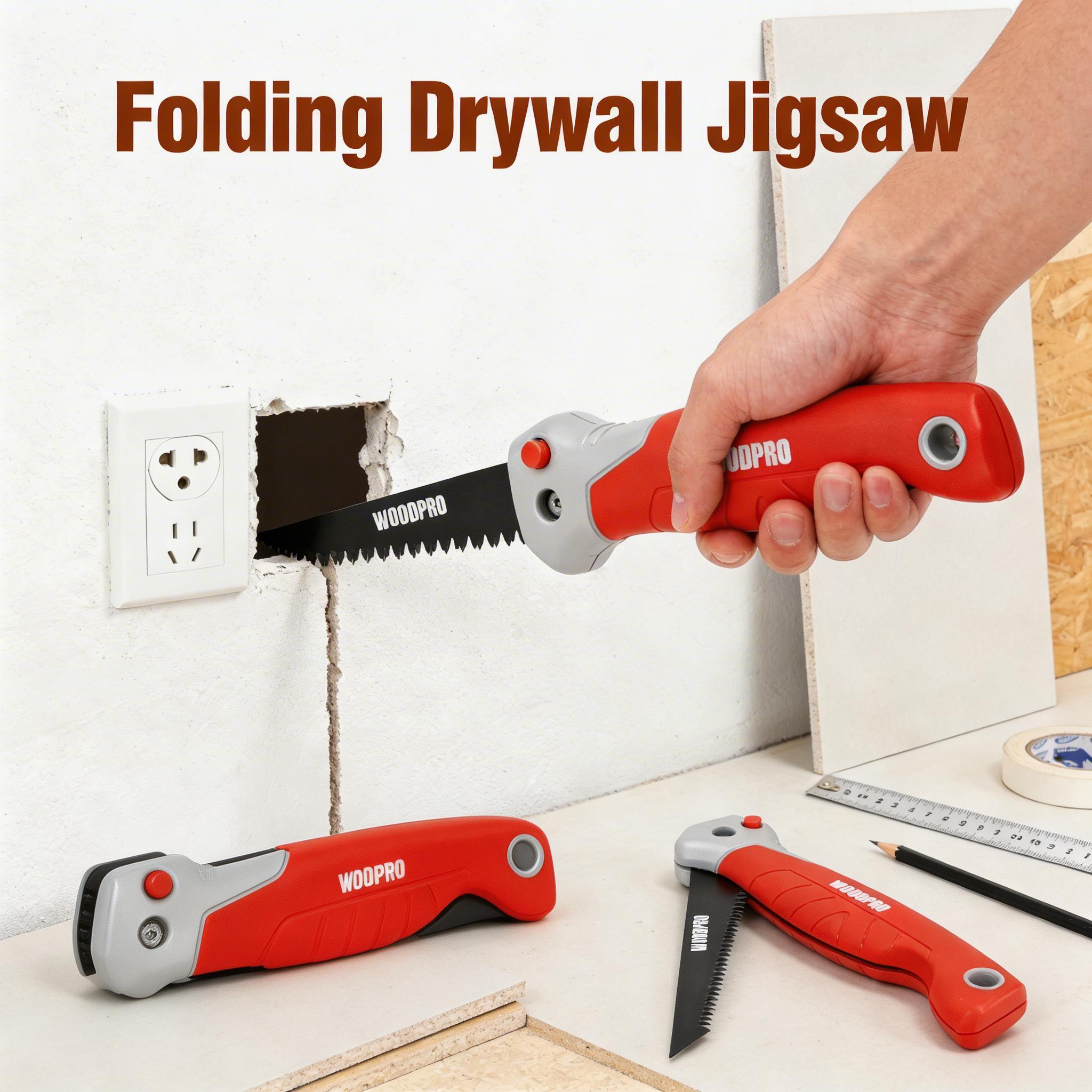 Drywall Saw Folding Saw Cutting Tool Craft Hand Job Saw for Cutting Drywall Home Renovation DIY Projects Drywall PVC Plywood Red