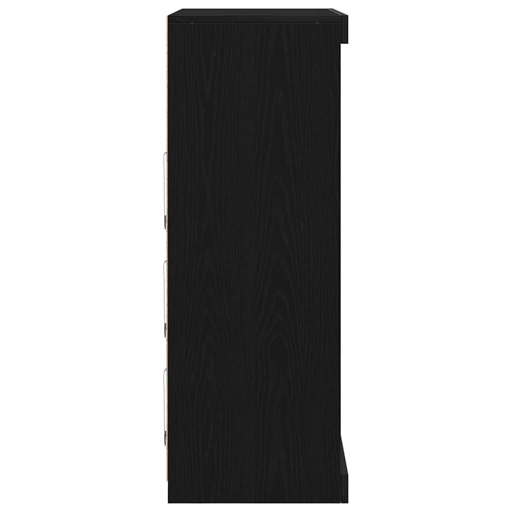 LED Sideboard Black Oak 81 X 37 X 100 Cm Engineered Wood