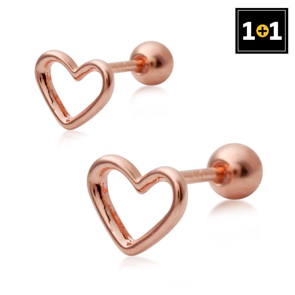 14K Gold Pin Piercing Line Heart 2 Types (Choose 1 On One Side) 1+1