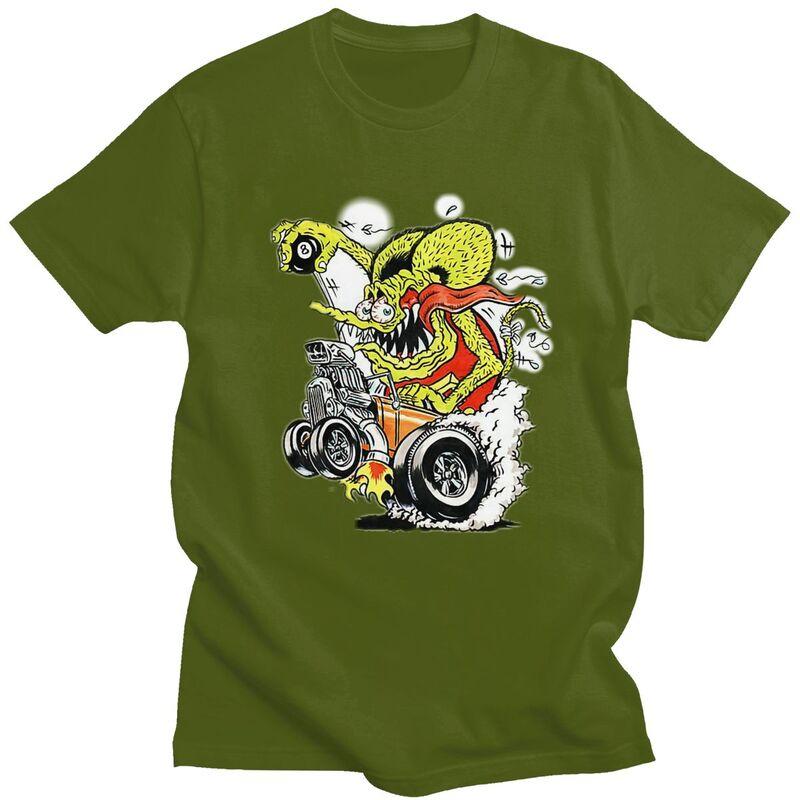 Custom Trendy Anime Cartoon Rat Fink T Shirt Men Short Sleeve Pure Cotton Tshirt Leisure Tee Tops Fashion Tshirts