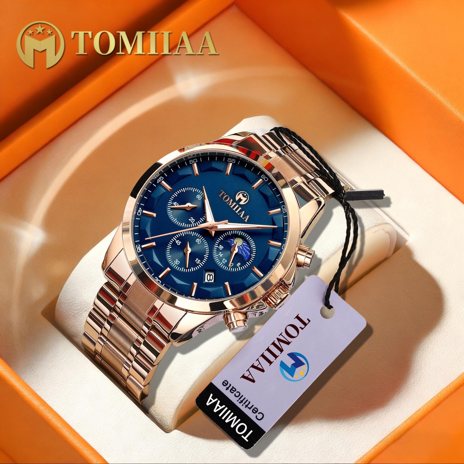 Мужские многофункциональные спортивные водонепроницаемые кварцевые часы TOMIIAA с функцией прямой трансляции
