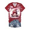 Summer V-neck 3D Christmas Printed Top Fashionable Casual Short Sleeved Women's T-shirts