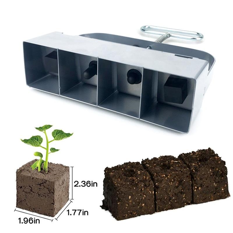 New Handheld Seedling 4 Soil Block Maker 2 Inch Soil Blocking Tool for Garden Prep Seedlings Cuttings Greenhouse Garden Supplies