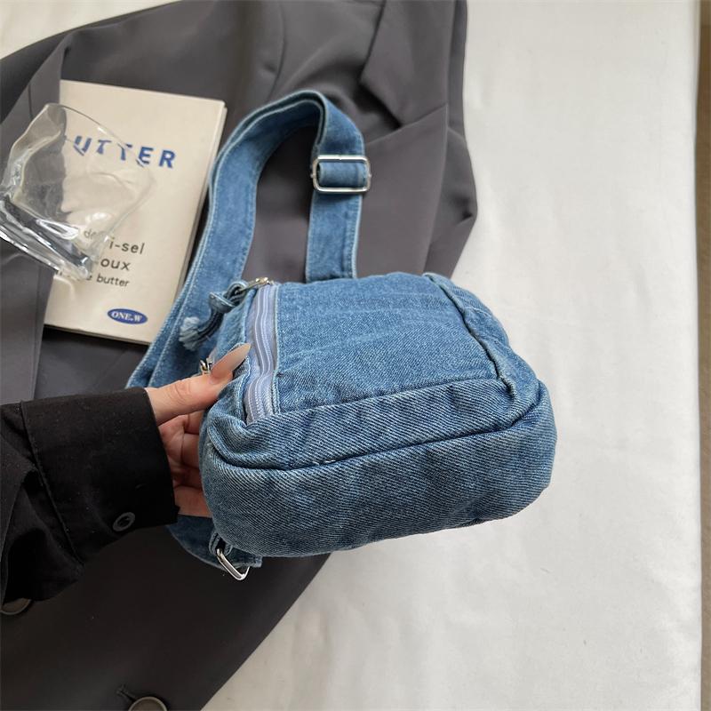 Borsello da Petto in Denim Borsa a Tracolla Multi-Tasca Borsa a Spalla Vintage