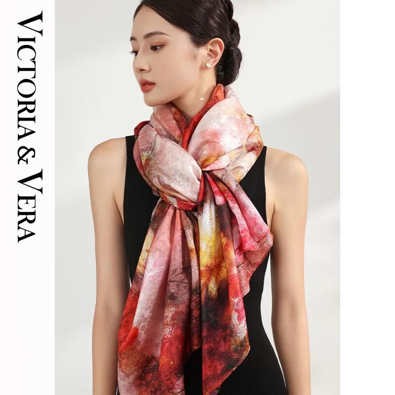 VICTORIA&VERA V827ZS01 Spring/Summer Printed Silk Floral Scarf