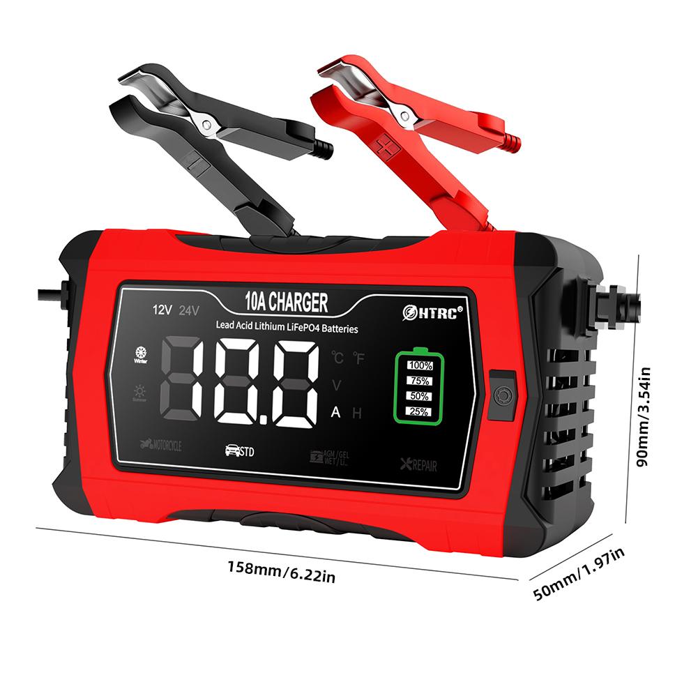 Intelligentes Batterieladegerät 12V/24V, 10A – Automatisch, Für Auto, Motorrad & AGM