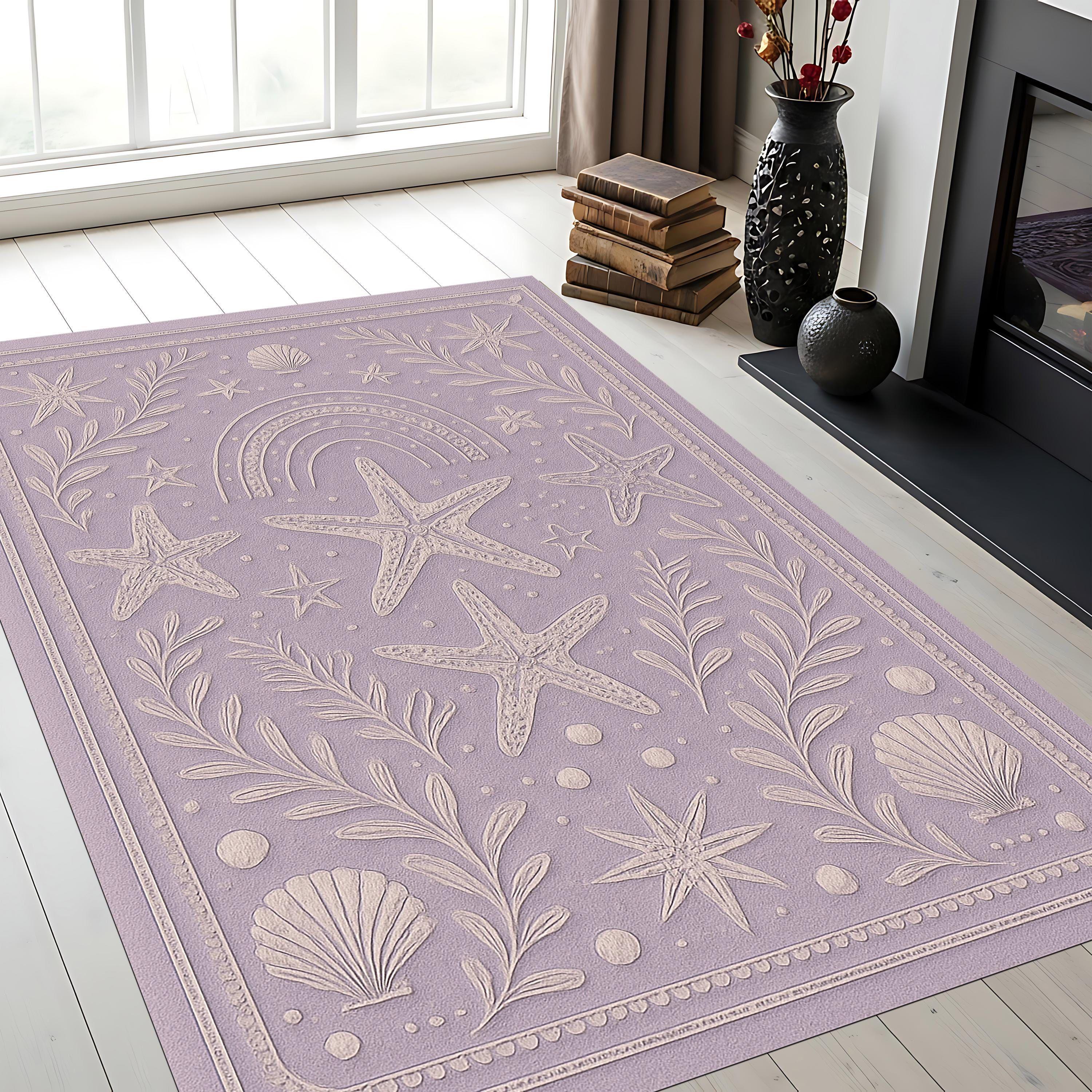 

Elegant Shell Pearl Printed Carpet Advanced and Minimalist Ocean Door Mat Living Room Bedroom Home Decor Carpet 40x60cm