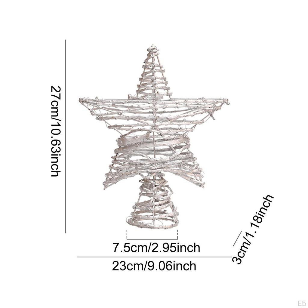 Vánoční hvězda na špičku stromku, Hvězda na špičku vánočního stromku, Železná a ratanová vánoční ozdoba na špičku pro párty bar,