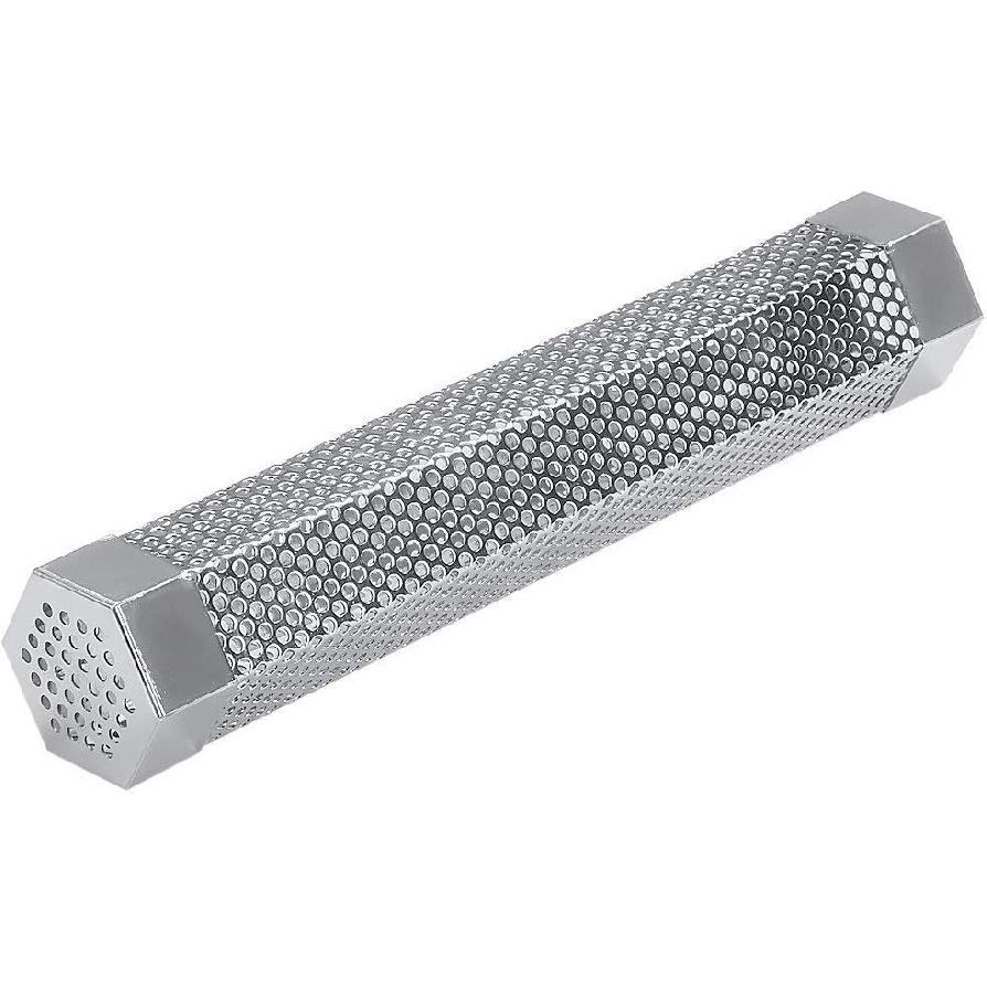 12" Stainless Steel Smoker Tube Smoker Box Hot or Cold Smoking Use Wood Pellets or Wood Chips for Up To 5 Hours of Smoke Flavor Infusion