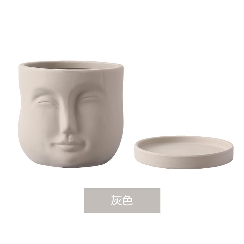 Creative Humanoid Head Ceramic Flower Pot Plant Flower Vase Garden Decoration Special-shaped Irregular Human Head Vase Art Decor