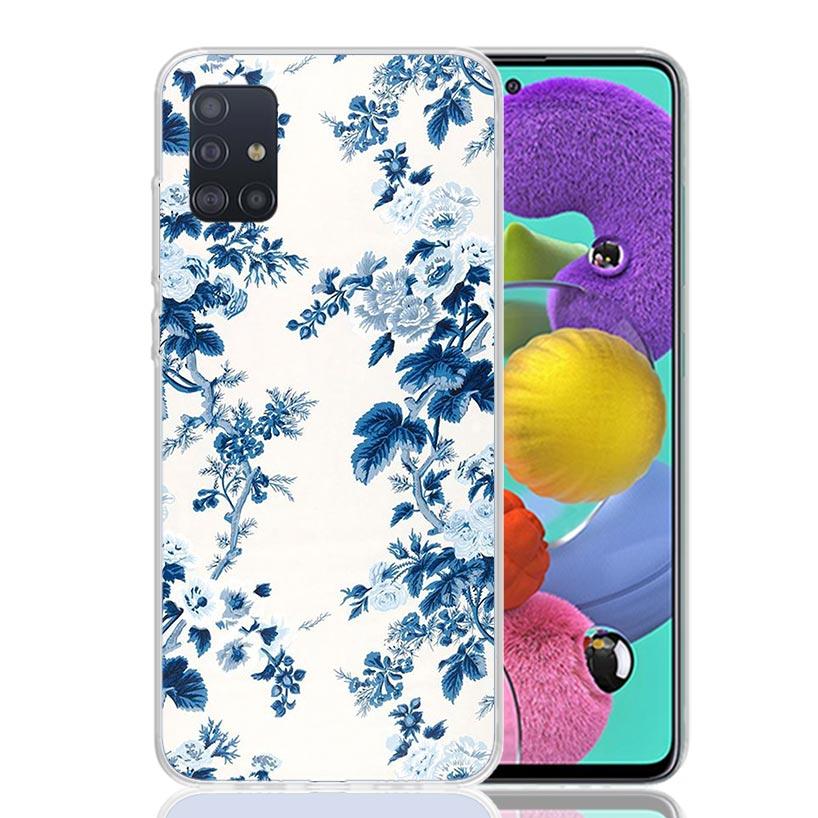 Blue And White Porcelain Phone Case For Samsung Galaxy A52 A32 A22 A12 A02S A50S A30S A51 A31 AA71 Note 20 Ultra 10 S10 Plus Gal