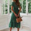 Vestidos Vintage Vintage Print Puff Sleeve Summer Beach Sweet Dresses Casual Square Collar Floral Maxi Long Dress Festa