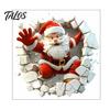 3D Visual Effect Wall Art Santa Sticker, Christmas Decal, Realistic Breaking Through The Decals for Home Decor Effect, Self-Adhesive Festive
