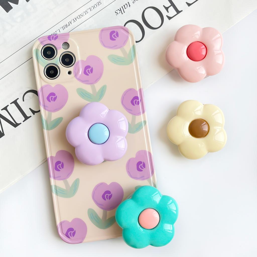 Korean Ins Style Three-dimensional Flower Mobile Phone Holder Desktop Stand Grip Stand Finger Ring Telescopic