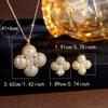 Elegant Four Leaf Clover Zircon Necklace Earring Set Women Gold Tone Fine Jewelry Wedding Bridal Accessory