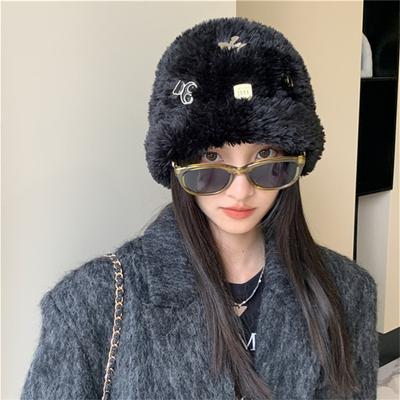 New Plush Hat for Women Autumn and Winter Outdoor Versatile Winter Warm Hat Korean Style Hairy Cute Knitted Wool Hat