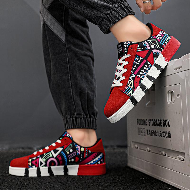 Trend Graffiti Ležérní Tenisky Unisex Outdoor Prodyšné Neklouzavé Pánské boty na skateboard Móda Červené ploché vulkanizované boty Dámské