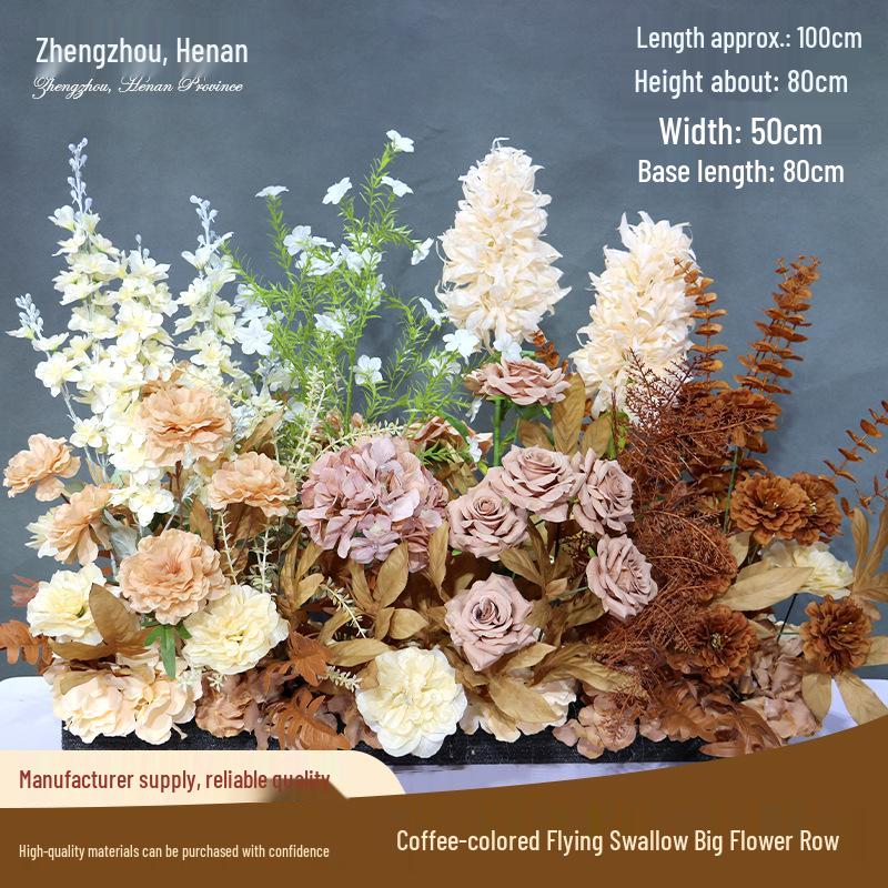 Champagne Aisle Flower Row for Chinese Wedding Stage Decor - Artificial Wedding Flowers