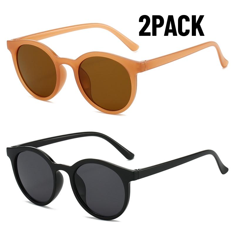 2/3PACK Korean Retro Full Frame Round Sunglasses Sunglasses Ladies Retro Round Frame Sunglasses Protection Outdoor Travel Shades