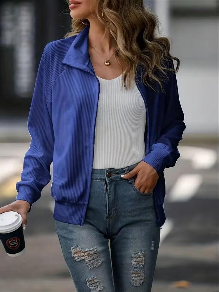 Women's Loose Fit Knitted Jacket Long Sleeve Solid Color Casual Autumn Winter Zipper Design Versatile