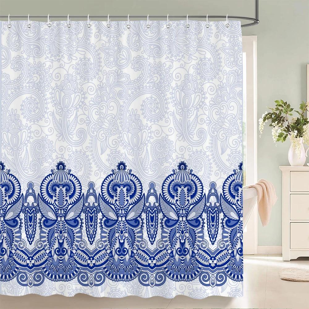 Waterproof Shower Curtain for Bathroom Bohemian Pattern Printing Bathtub Curtains Fabric Polyester Bath Curtain with Hooks