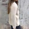 Long Sleeved Women Jacket Turn Down Collar Loose Thermal Coat Solid Color Zipper Closure Pockets Commuting Dating Office Spring Fall Winter