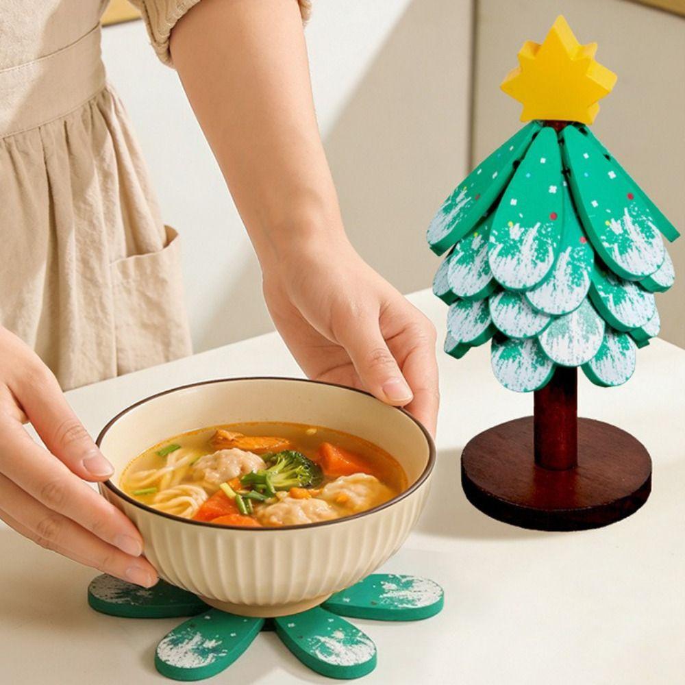 Anti-Scalding Christmas Tree Coaster Non-Slip Design Heat-Resistant Mat Pot Holder Coffee Table