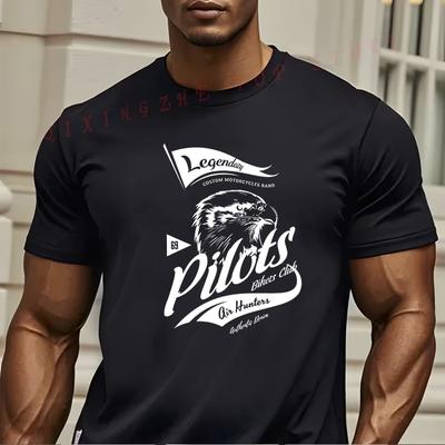 Vintage Eagle Pilots Motor Club Tshirt Funny Present For Mens Short Sleeve TShirts Oneck Top Tees