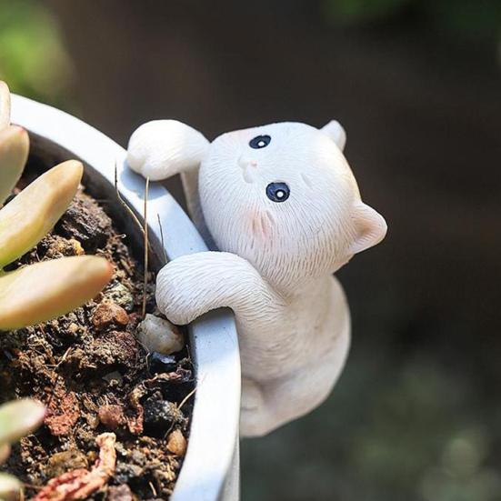 Miniature Hanging Cat Figurines Flower Pot Vase Hugger Resin Kitten Planter Pot Hanger