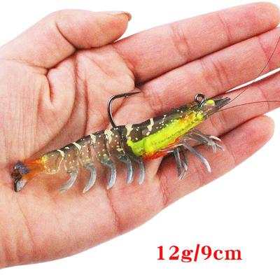 Pre-Rigged Fishing Jigs Super Durable Tpe Bass Fishing Lures, Well-Made Lifelike Soft Shrimp Crayfish Swimbait, Weedless Marshsw