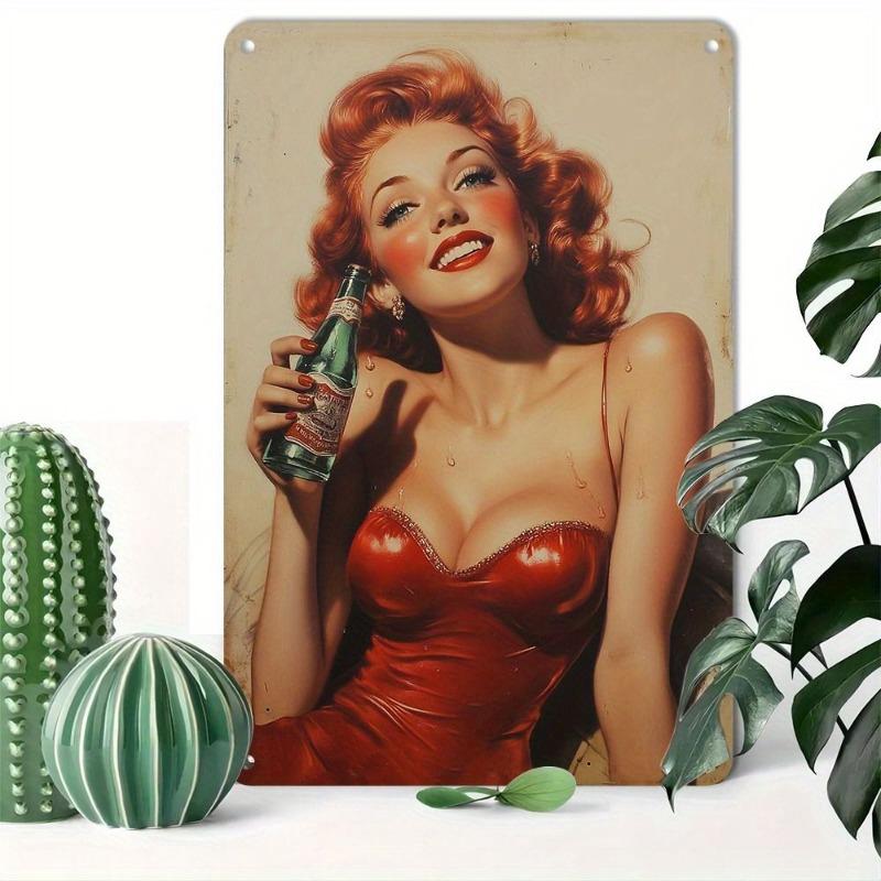 Lamiere Pin-Up Girl, Decorazione Metallica per Officina Garage 20x30cm